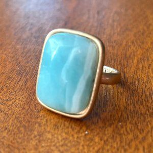 LOFT statement ring, blue amazonite stone ring, boho ring